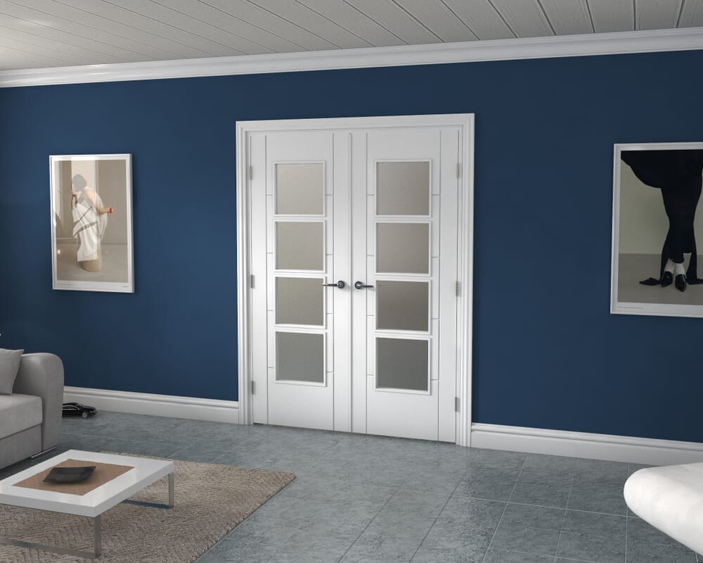 White Iseo 4L Obscure Glazed French Door Set 1478mm(W) x 2021mm(H)