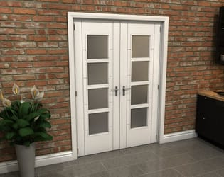 White Iseo 4L Obscure Glazed French Door Set 1478mm(W) x 2021mm(H)