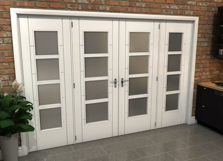 White Iseo 4L Obscure Glazed French Door Set 2996mm(W) x 2021mm(H)