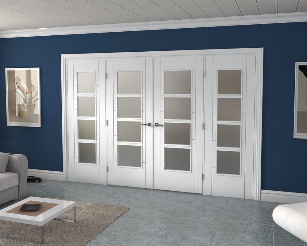 White Iseo 4L Obscure Glazed French Door Set 2996mm(W) x 2021mm(H)