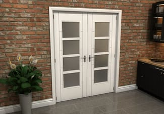 White Iseo 4L Obscure Glazed French Door Set 1580mm(W) x 2021mm(H)