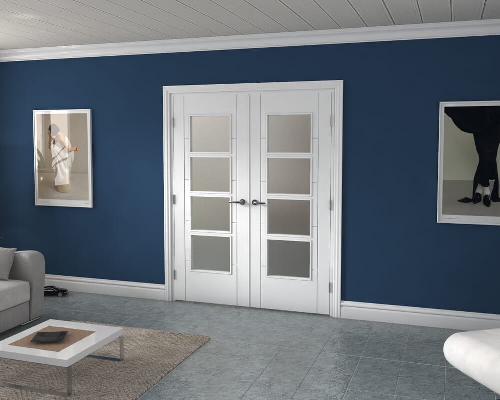 White Iseo 4L Obscure Glazed French Door Set 1580mm(W) x 2021mm(H)