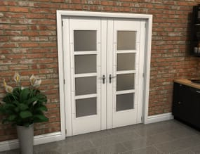 White Iseo 4L Obscure Glazed French Door Set 1580mm(W) x 2021mm(H)