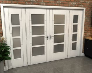 White Iseo 4 Light Frosted Glazed French Doors