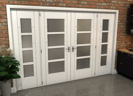 White Iseo 4 Light Frosted Glazed French Doors