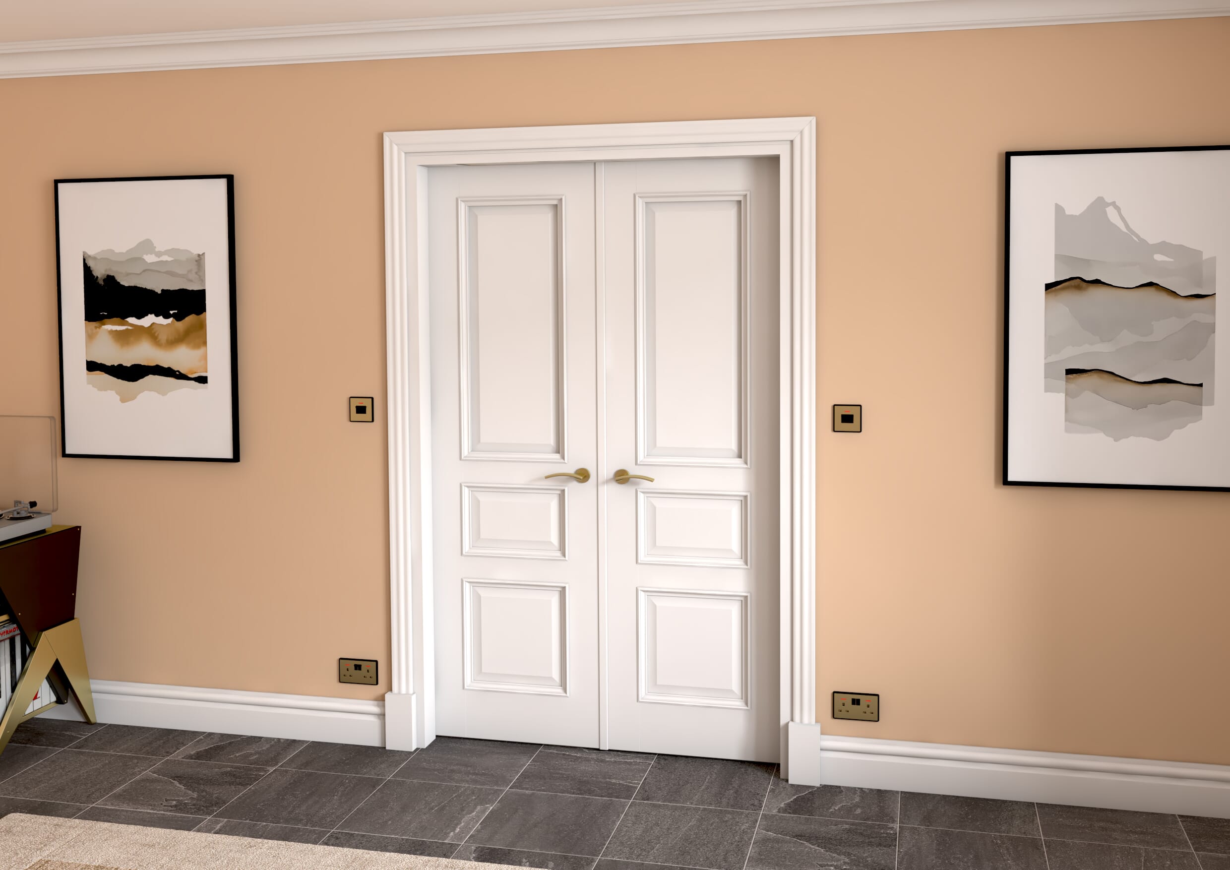 1276x2021x133mm Kent White French Door Set