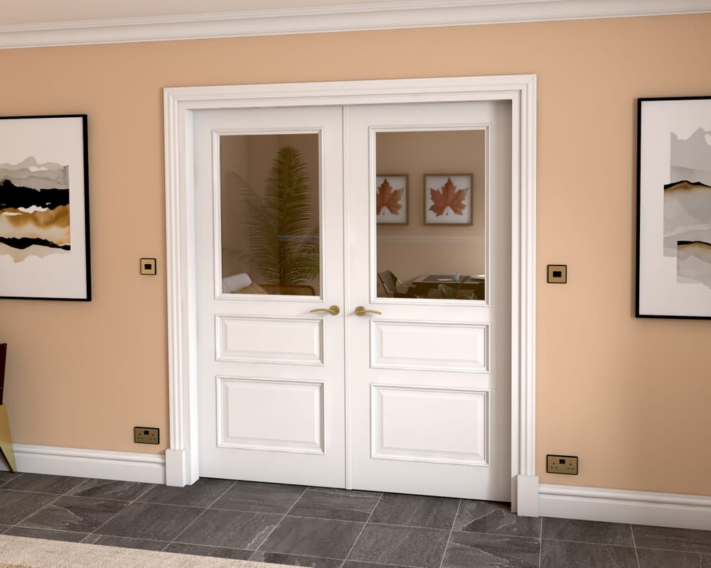 1732x2021x133mm Kent White Clear Glazed French Door Set