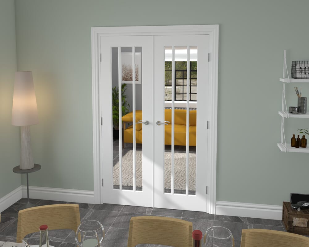 1276x2021x133mm White Lincoln Clear Glazed French Door Set