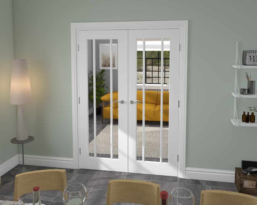 1428x2021x133mm White Lincoln Clear Glazed French Door Set