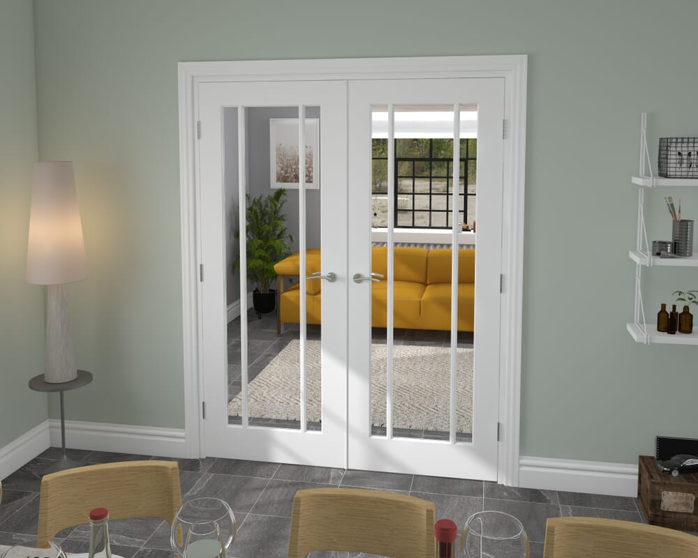 1580x2021x133mm White Lincoln Clear Glazed French Door Set