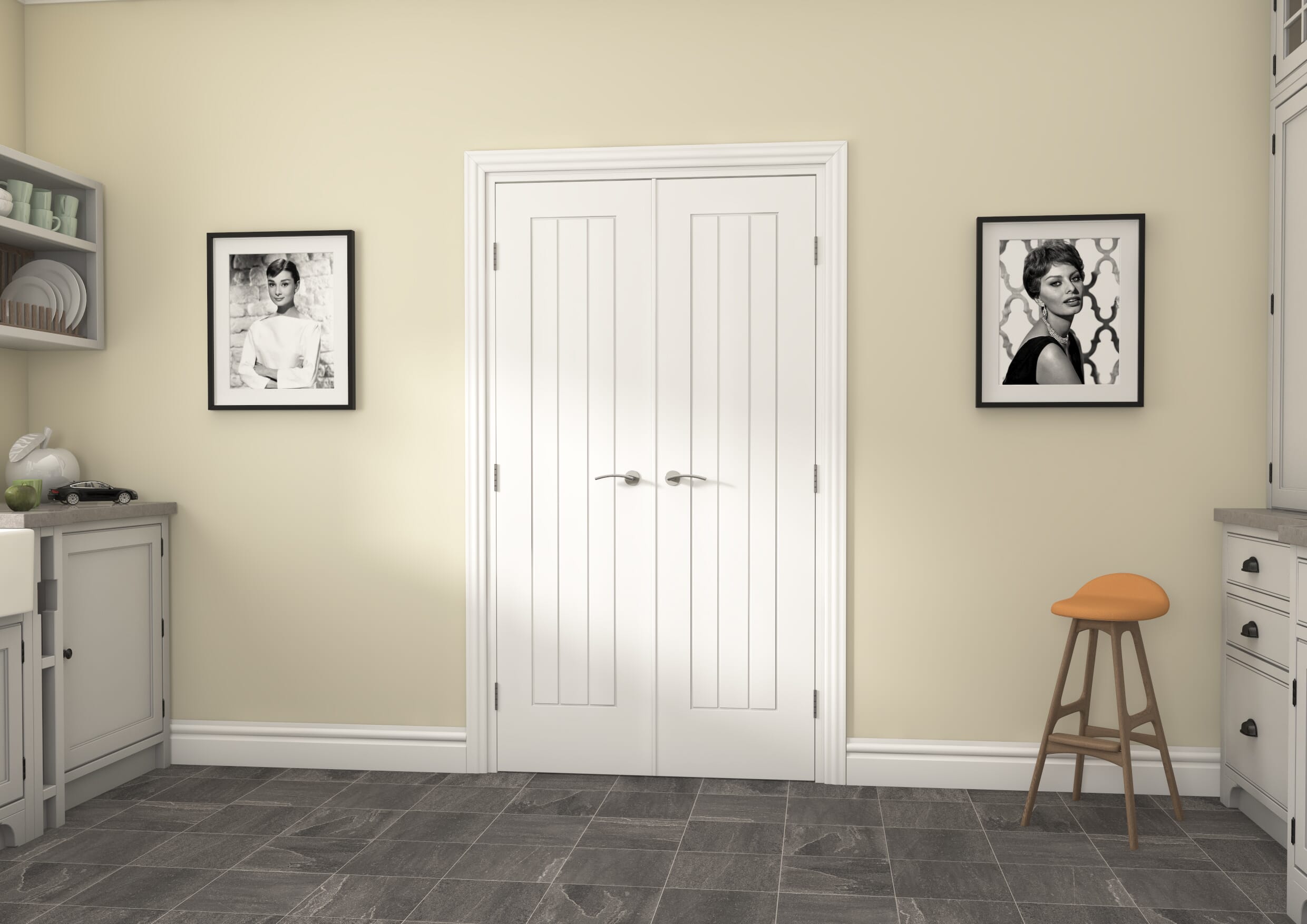 1122x2021x133mm Suffolk White French Door Set Image