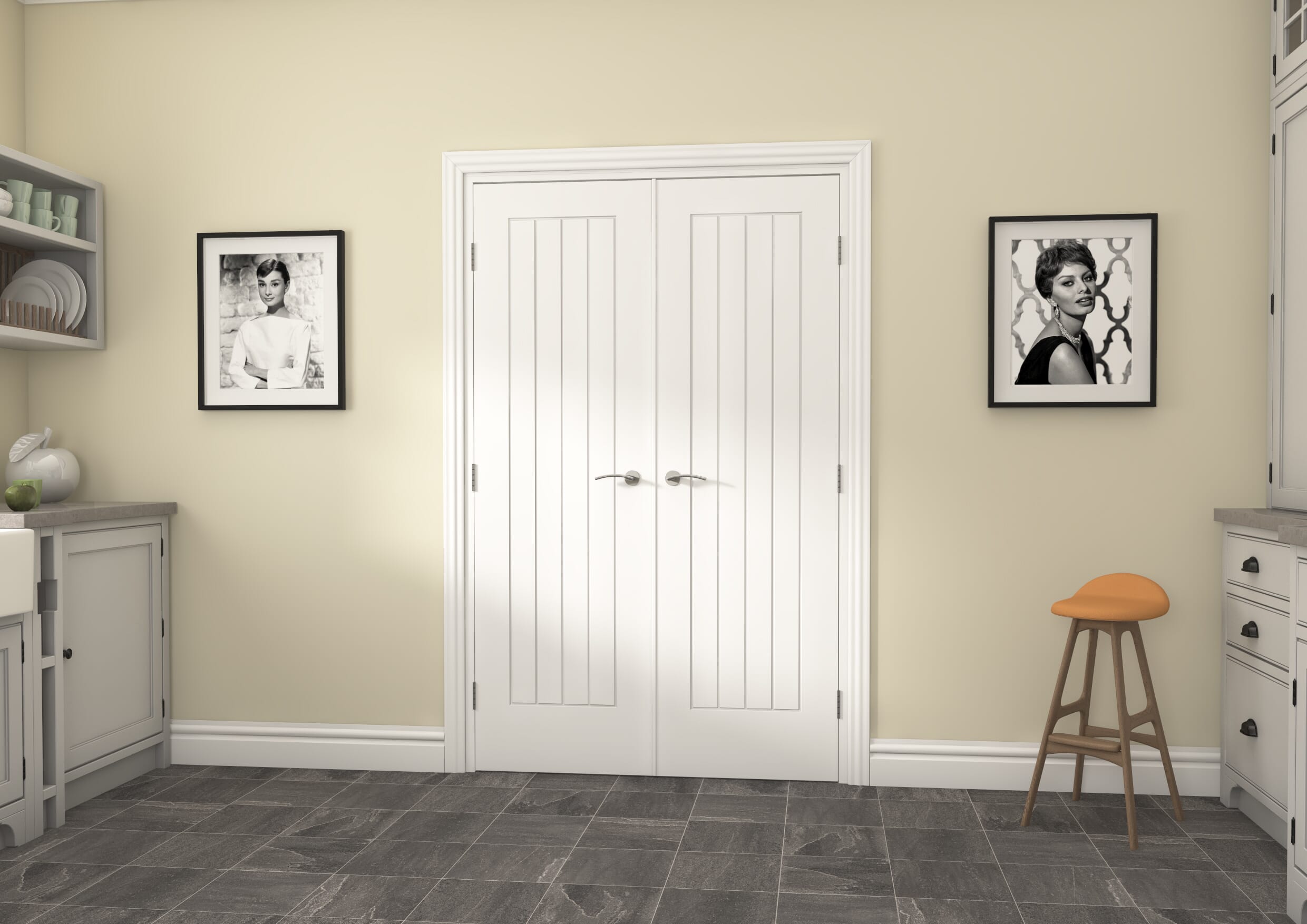 1276x2021x133mm Suffolk White French Door Set Image