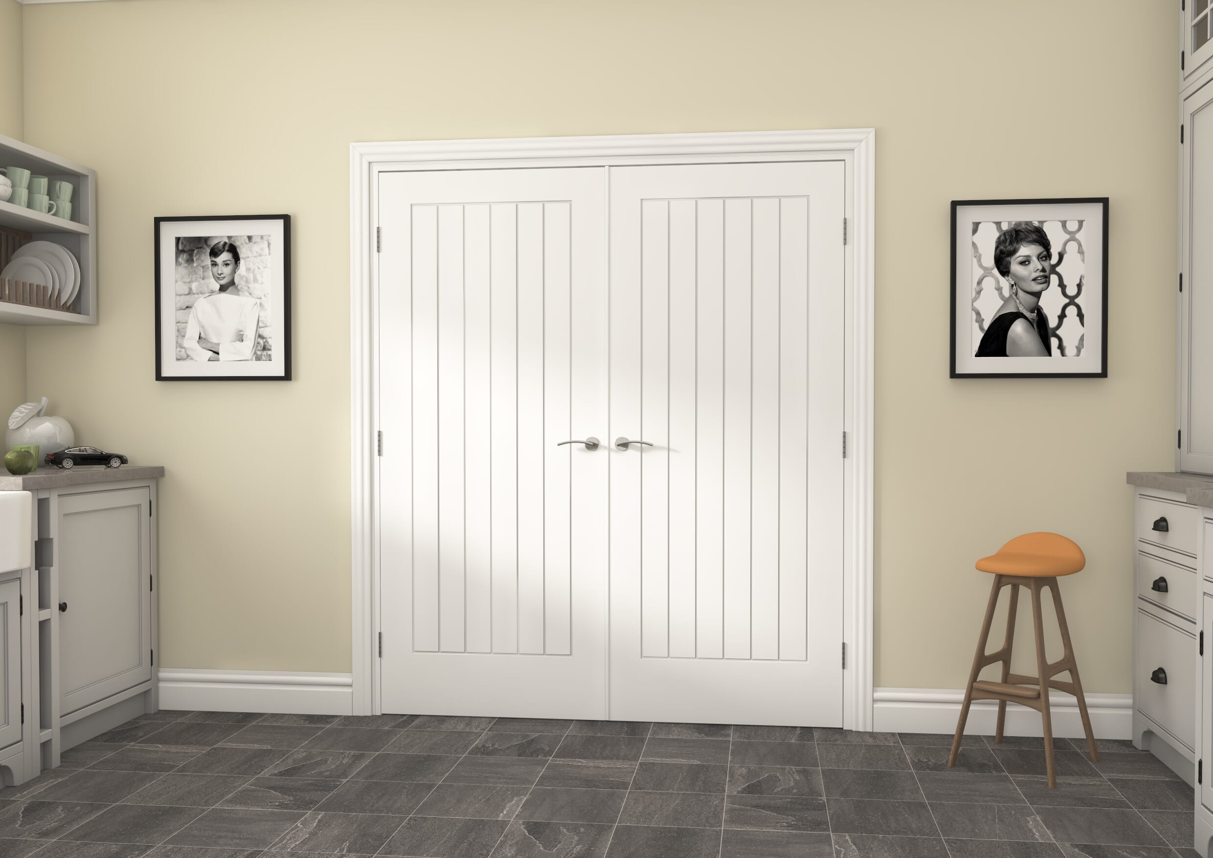 1732x2021x133mm Suffolk White French Door Set Image