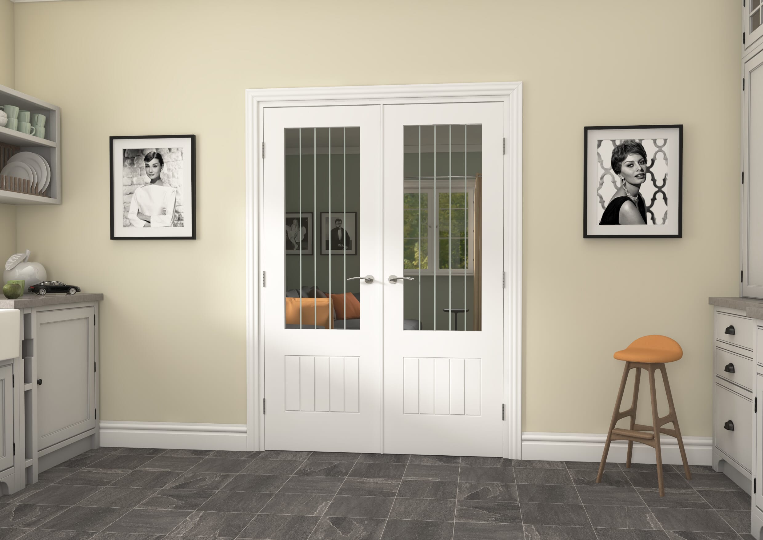 1426x2021x133mm Suffolk White 2XG Glazed French Door Set