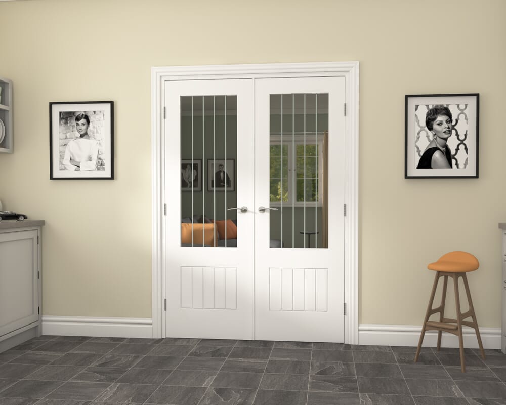 1426x2021x133mm Suffolk White 2XG Glazed French Door Set