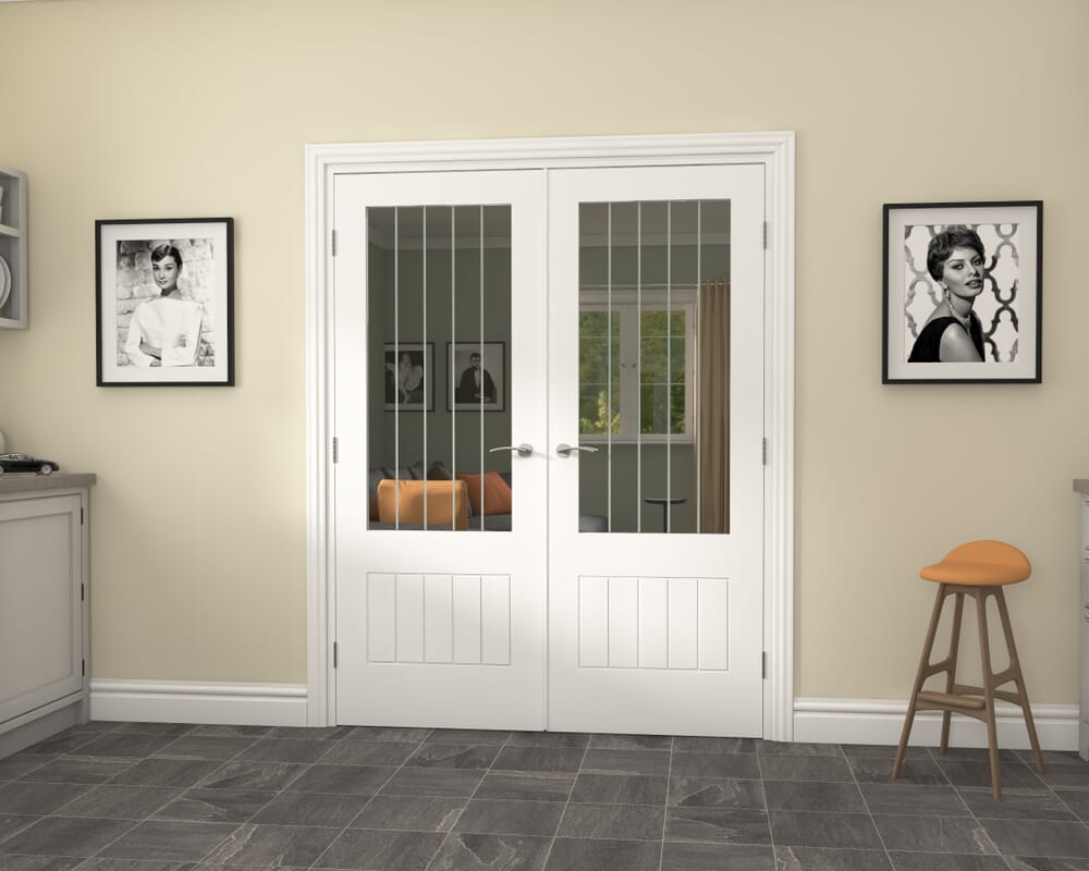 1580x2021x133mm Suffolk White 2XG Glazed French Door Set