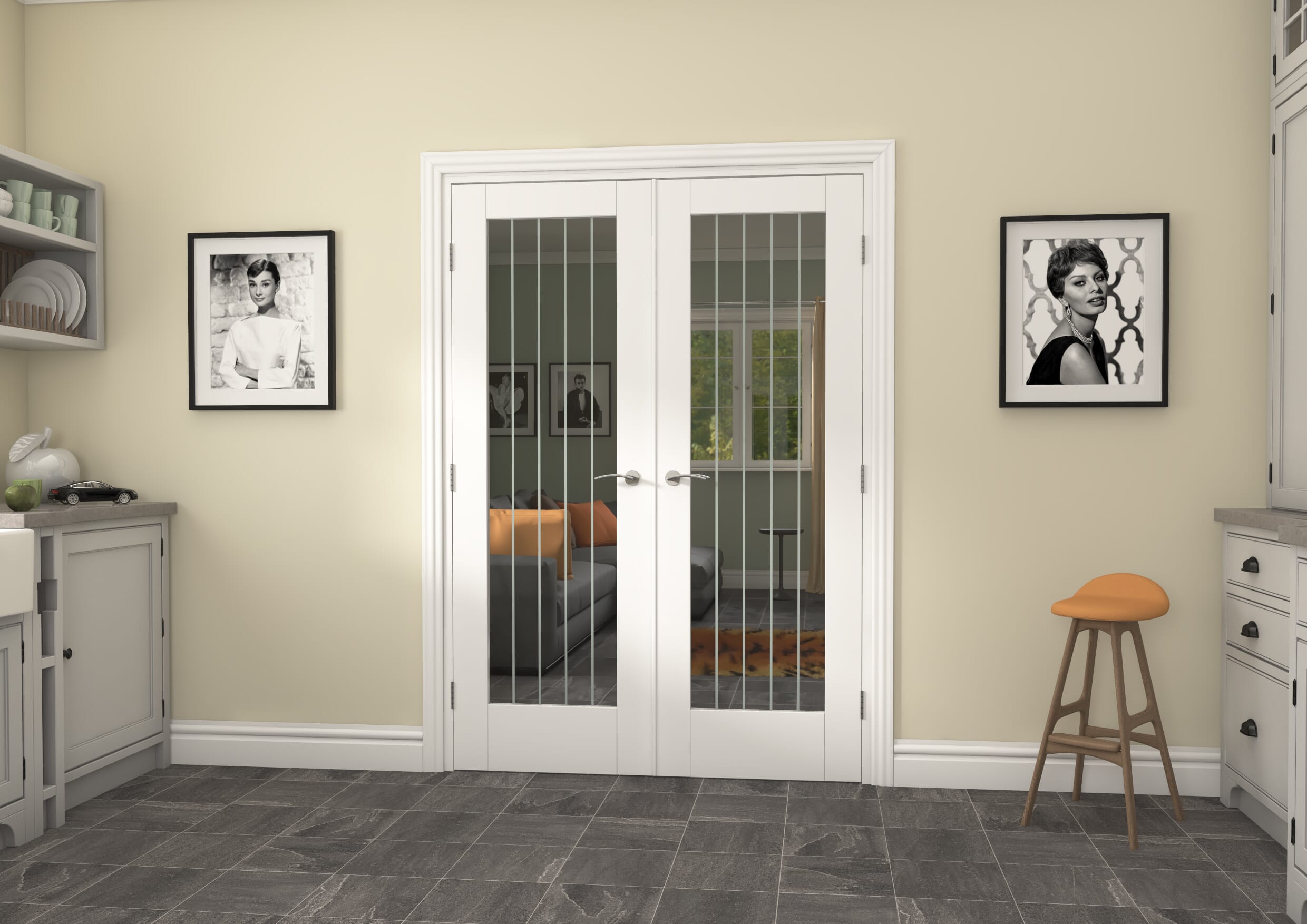 1426x2021x133mm Suffolk White P10 Glazed French Door Set