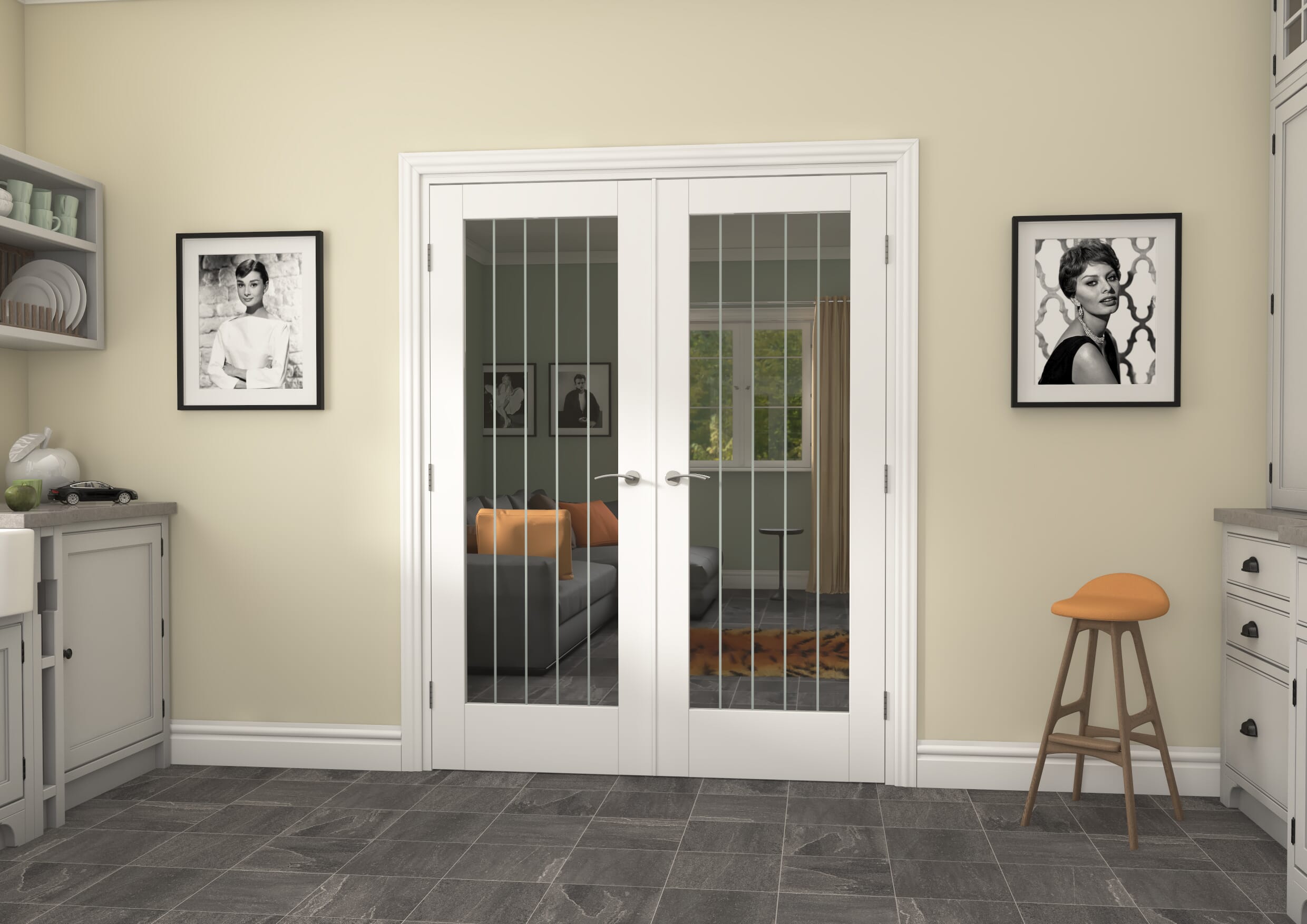 1580x2021x133mm Suffolk White P10 Glazed French Door Set