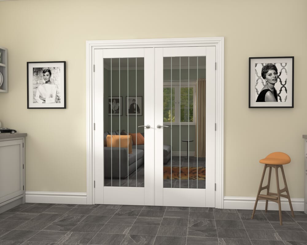 1580x2021x133mm Suffolk White P10 Glazed French Door Set