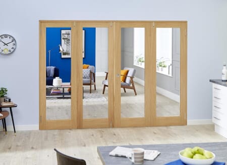 Prefinished Oak P10 Folding Room Divider (4 x 686mm doors)