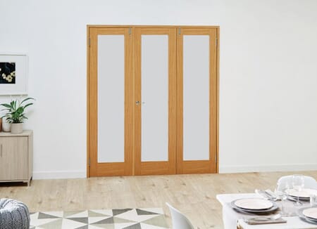 Prefinished Oak Frosted Folding Room Divider 6ft (1800mm) set