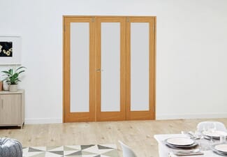 Glazed Oak Prefinished 3 Door Frosted Frenchfold 7ft (2142mm)