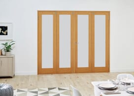 Prefinished Oak Frosted Folding Room Divider 8ft (2374mm) Image
