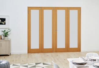 Glazed Oak Prefinished 4 Door Frosted Frenchfold 8ft (2374mm) Set