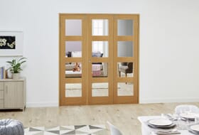 Glazed Oak Prefinished 3 Door Shaker 4l Frenchfold ( 3 X 533mm Doors ) Image