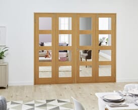 Prefinished Oak 4L French Folding Room Divider - Clear