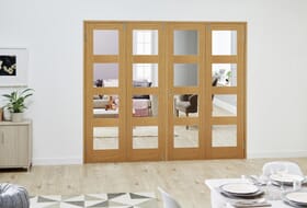 Glazed Oak Prefinished 4 Door Shaker 4l Frenchfold ( 4 X 610mm Doors ) Image