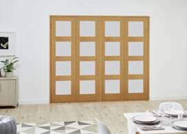 Prefinished Oak 4l Frosted Folding Room Divider (4 X 533mm Doors) Image