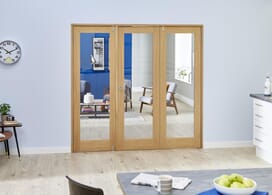 Glazed Oak P10 Folding Room Divider (3 X 533mm Doors) Image