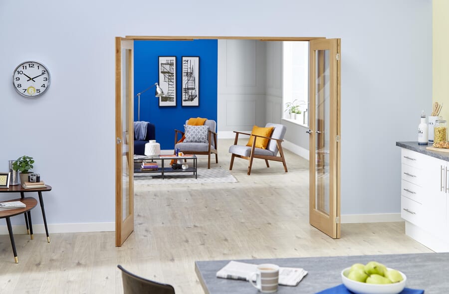 Oak Shaker FrenchFold Room Divider – Clear