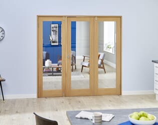 Glazed Oak - 3 Door Frenchfold 7ft (2142mm) Set