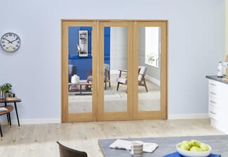 Glazed Oak - 3 Door Frenchfold 7ft (2142mm) Set