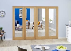 Glazed Oak P10 Folding Room Divider (4 X 533mm Doors) Image
