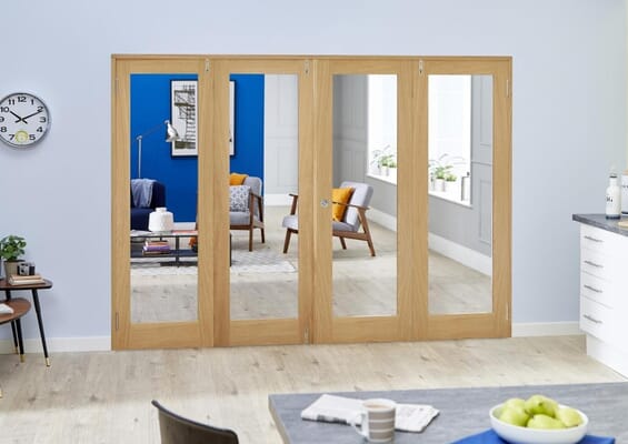 Glazed Oak P10 Folding Room Divider (4 x 533mm Doors)