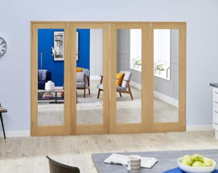 Glazed Oak P10 Folding Room Divider (4 x 610mm Doors)