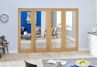 Glazed Oak P10 Folding Room Divider (4 x 610mm Doors)