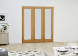 Oak P10 Frosted Folding Room Divider (3 X 533mm Doors) Image