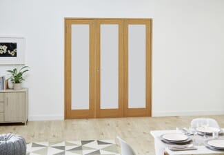 Glazed Oak - 3 Door Frosted Frenchfold 7ft (2142mm) Set
