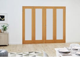 Oak P10 Frosted Folding Room Divider (4 X 533mm Doors) Image