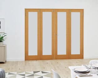 Oak P10 Frosted Folding Room Divider (4 x 533mm doors)