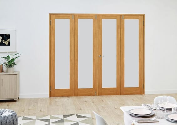 Oak P10 Frosted Folding Room Divider (4 x 610mm doors)