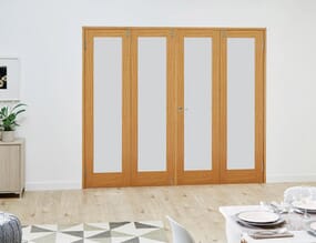 Oak P10 Frosted Folding Room Divider (4 x 686mm doors)