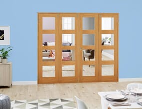 Oak 4L Folding Room Divider (4 x 686mm doors)