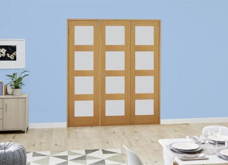 Oak 4L Frosted Folding Room Divider (3 x 533mm doors)