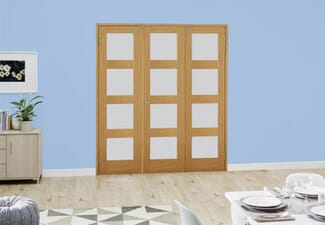 Oak 4L Frosted Folding Room Divider (3 x 686mm doors)