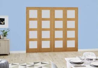 Oak 4L Frosted Folding Room Divider (4 x 533mm doors)